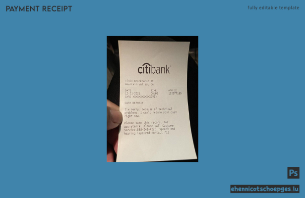USA Citibank Einzahlungsbeleg Beispielvorschau